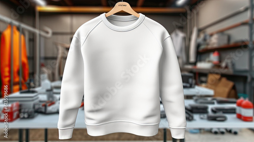 A blank white sweatshirt jumper mockup template. Generative ai