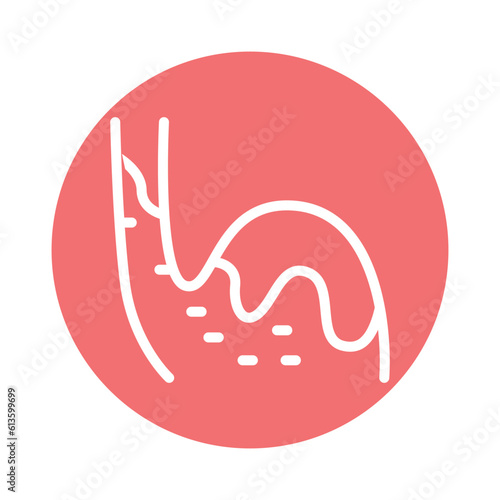 Gastroesophageal reflux disease line icon. Isolated vector element.