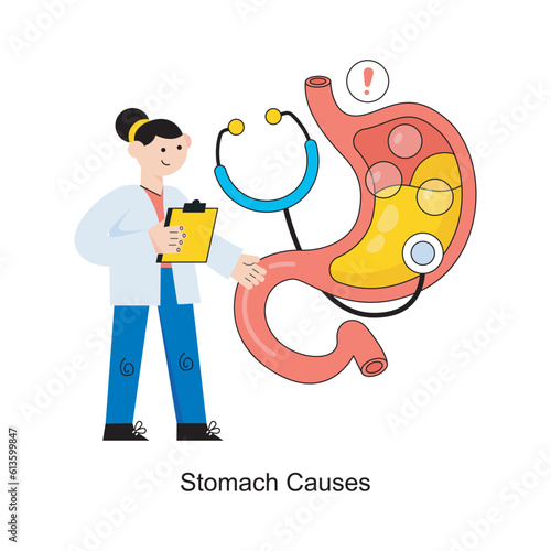 Stomach Causes Flat Style Design Vector illustration. Stock illustration