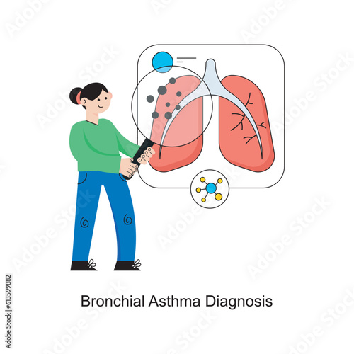 Bronchial asthma diagnosis Flat Style Design Vector illustration. Stock illustration