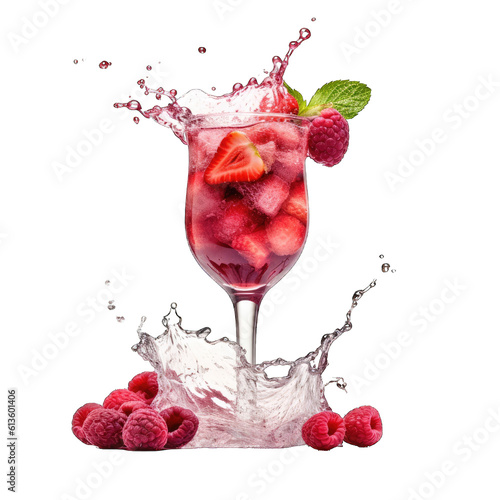  a refreshing drink with fresh strawberries submerged in water