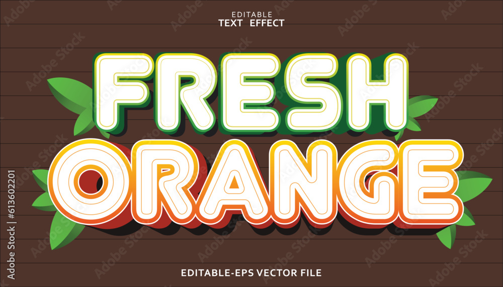fresh orange text effect background illustration design template vector