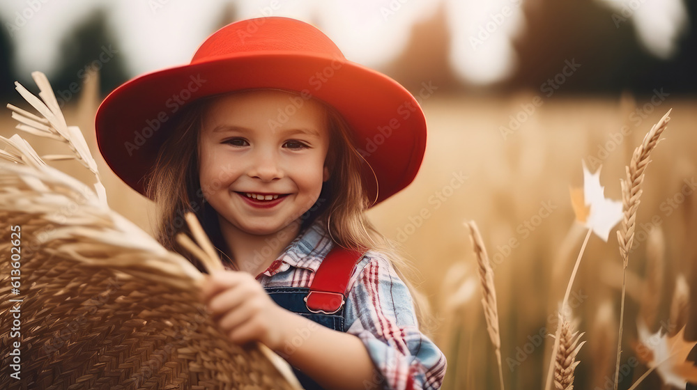 Canada day cute girl wearing hat celebration AI generated image
