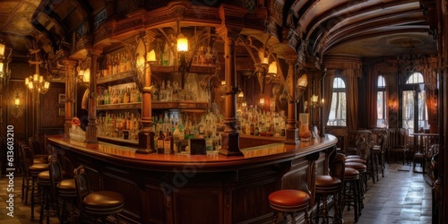 A wooden interior bar with stylish stools © Photo And Art Panda