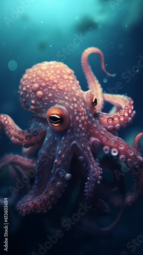 Portrait of an octopus. Generative AI © ColdFire