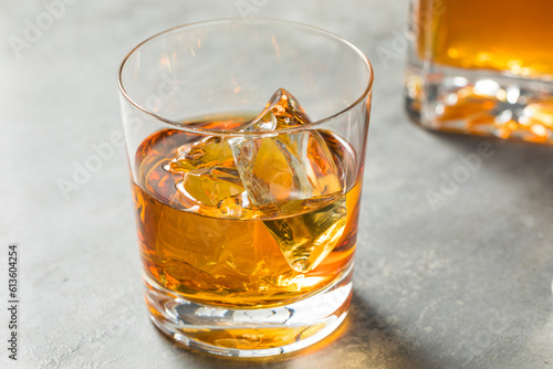 Boozy Refreshing Bourbon Whiskey on the Rocks