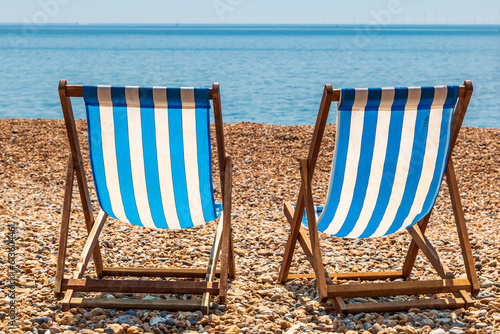 Wall Mural Deck Chairs on Brighton Beach, with a View of the Sea