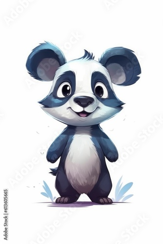Cute baby Badger in Cartoon Style on white background - generative AI