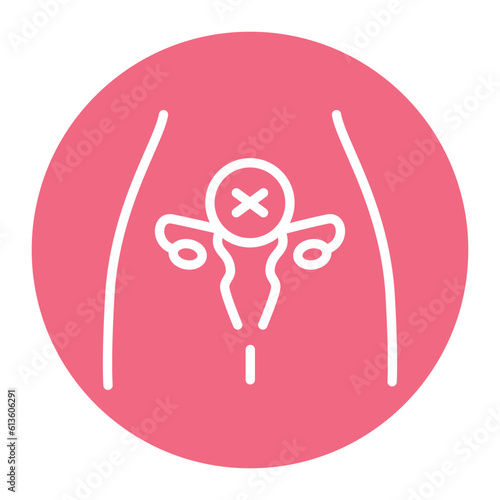Infertility line color icon. Female reproductive system disease line icon. Isolated vector element.