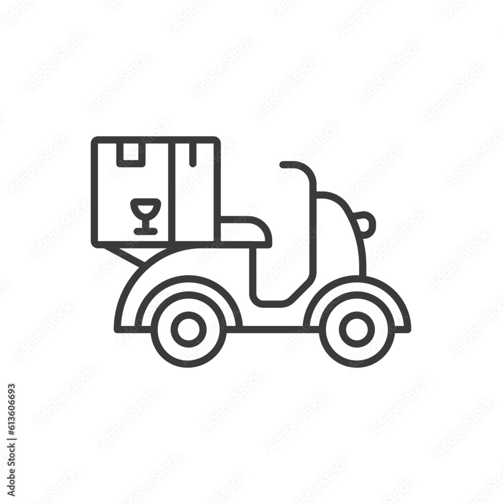 Motorcycle fast delivery line icon. Scooter Fast delivery icon. Shipping vector symbol vector illustration. Editable stroke