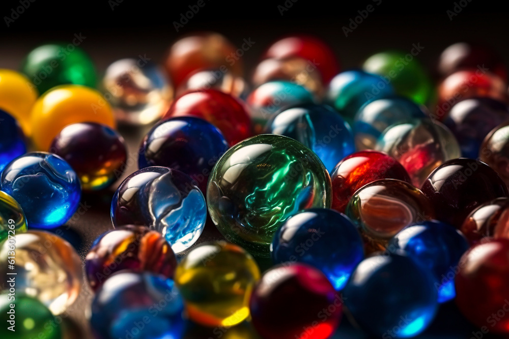 Generative AI illustration of Background of round colored glass marbles Generative AI illustration of Background of round colored glass marbles