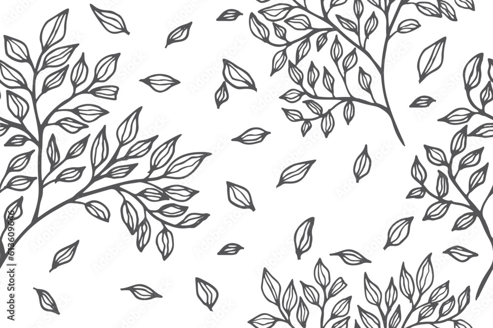 Fototapeta premium Seamless pattern with hand drawn floral elements.