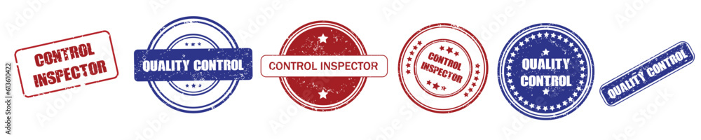Set of quality control stamps on white background Set of quality control stamps on white background