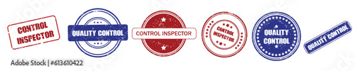 Set of quality control stamps on white background