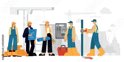 Group of workers at construction site