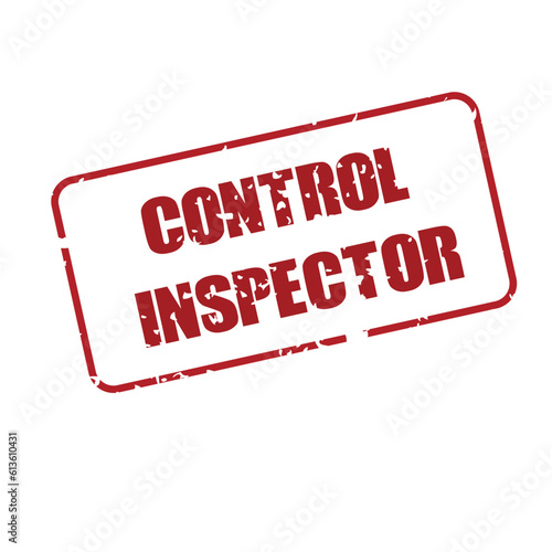 Red control inspector stamp on white background
