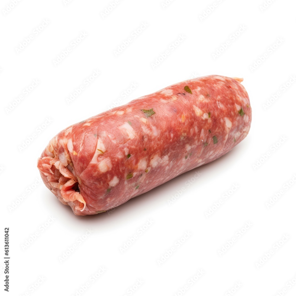 Italian sausage meat isolated on white background. Generative AI