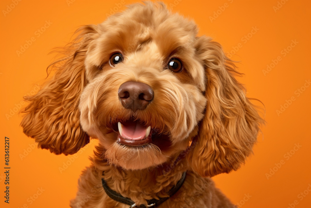 Fototapeta premium Portrait of a dog on a colorful background -Generative AI