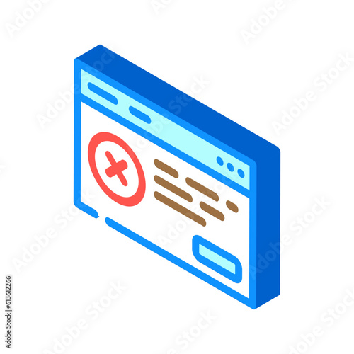 certificate disapprove isometric icon vector. certificate disapprove sign. isolated symbol illustration