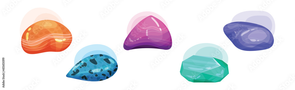 Semi Precious Stone and Minerals with Shiny Surface Vector Set Semi Precious Stone and Minerals with Shiny Surface Vector Set