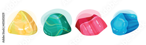Semi Precious Stone and Minerals with Shiny Surface Vector Set