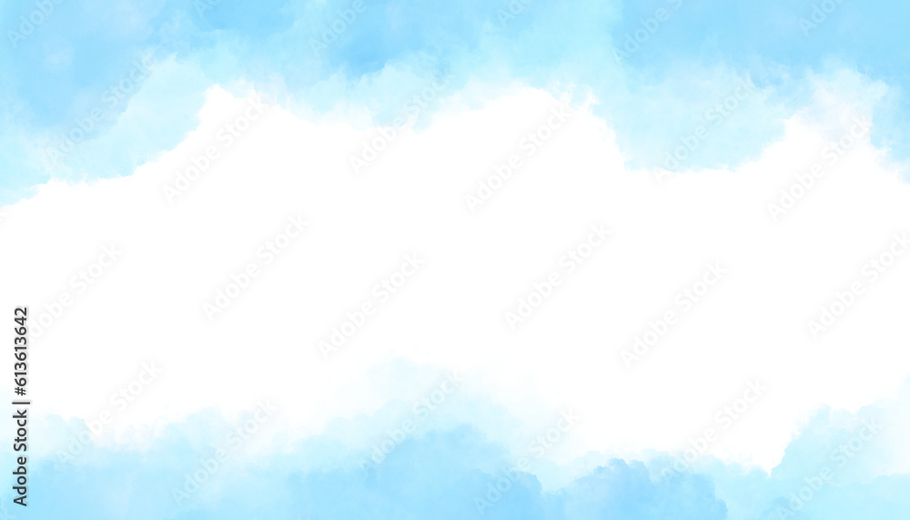 Blue sky and clouds, hand painted abstract watercolor background, vector illustration Blue sky and clouds, hand painted abstract watercolor background, vector illustration