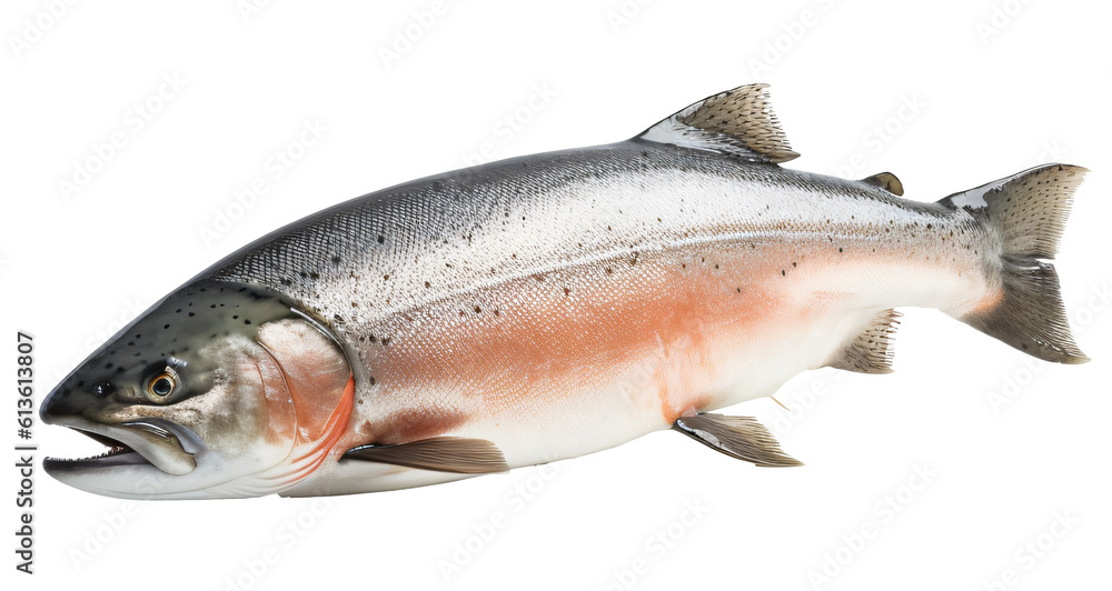 Salmon isolated on the transparent background PNG. AI generative. Salmon isolated on the transparent background PNG. AI generative.