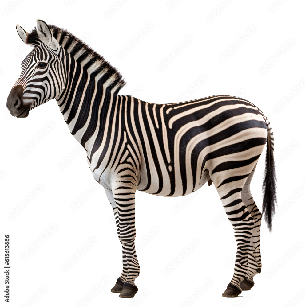 Fototapeta premium Zebra isolated on the transparent background PNG. AI generative.