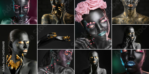 Collage of attractive woman...
