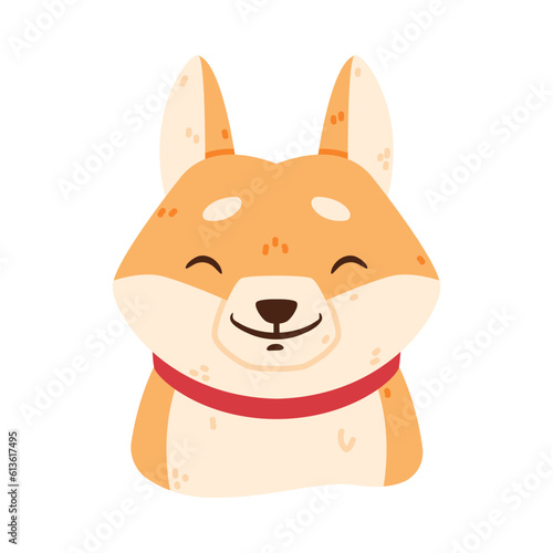 Akita Inu Dog and Domestic Animal or Pet Smiling Vector Illustration