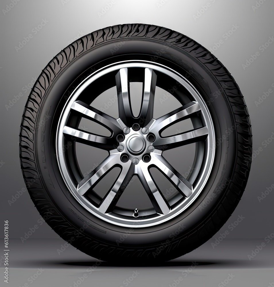 Car wheels isolated on white background created with Generative AI technology.