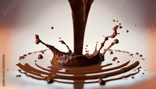 Sharp Focus of Chocolate Splash with Milk Spin or Pouring Dynamic Mixing for Hot Drink for food photography, food styling, food presentation, advertising, branding, graphic design, web design, banner,