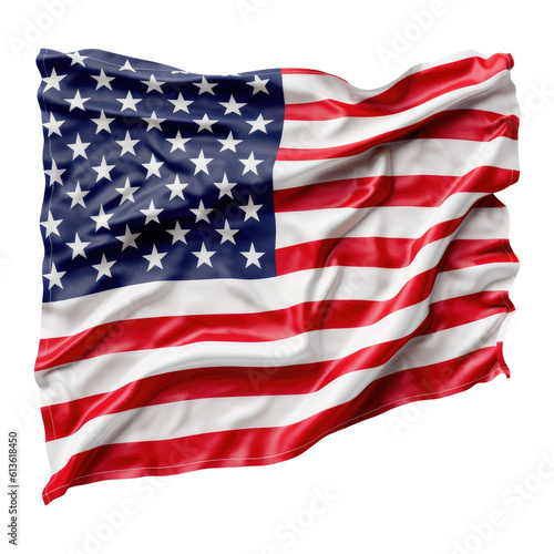 American flag isolated on white, transparent background, PNG, USA, generative ai 