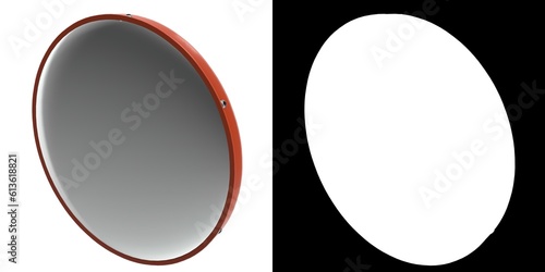 3D rendering illustration of a blind spot traffic mirror