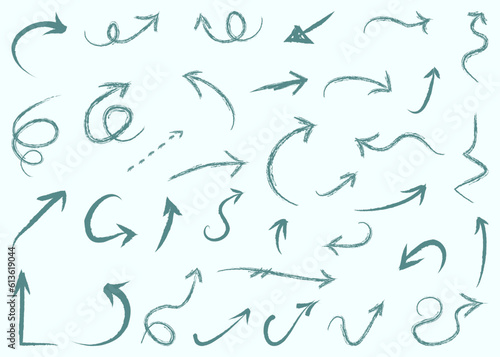 Hand-drawn arrow marks. Simple sketch abstract doodle pointer