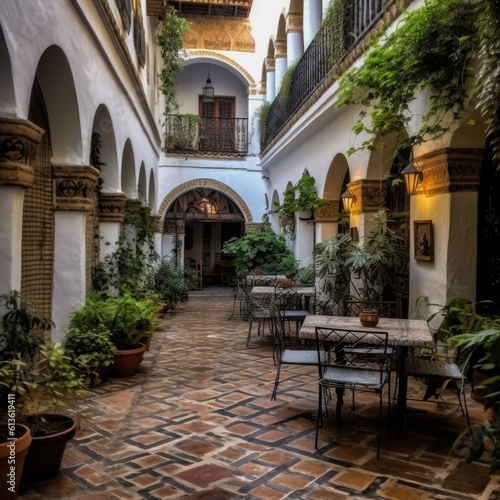courtyard of a cordovan villa in andalucia  spain