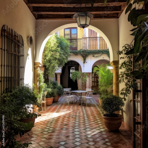 courtyard of a cordovan villa in andalucia, spain 