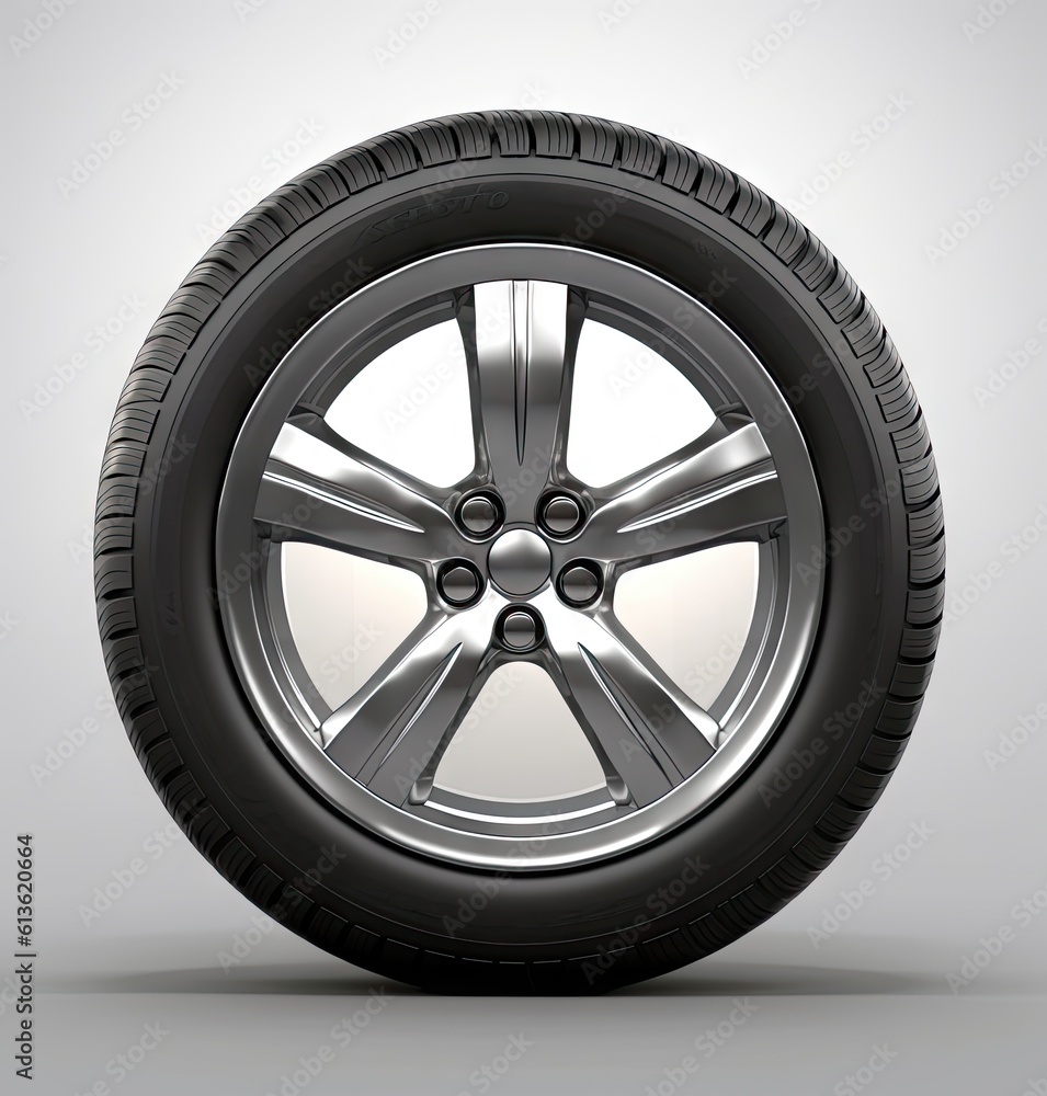 Car wheels isolated on white background created with Generative AI technology. Car wheels isolated on white background created with Generative AI technology.