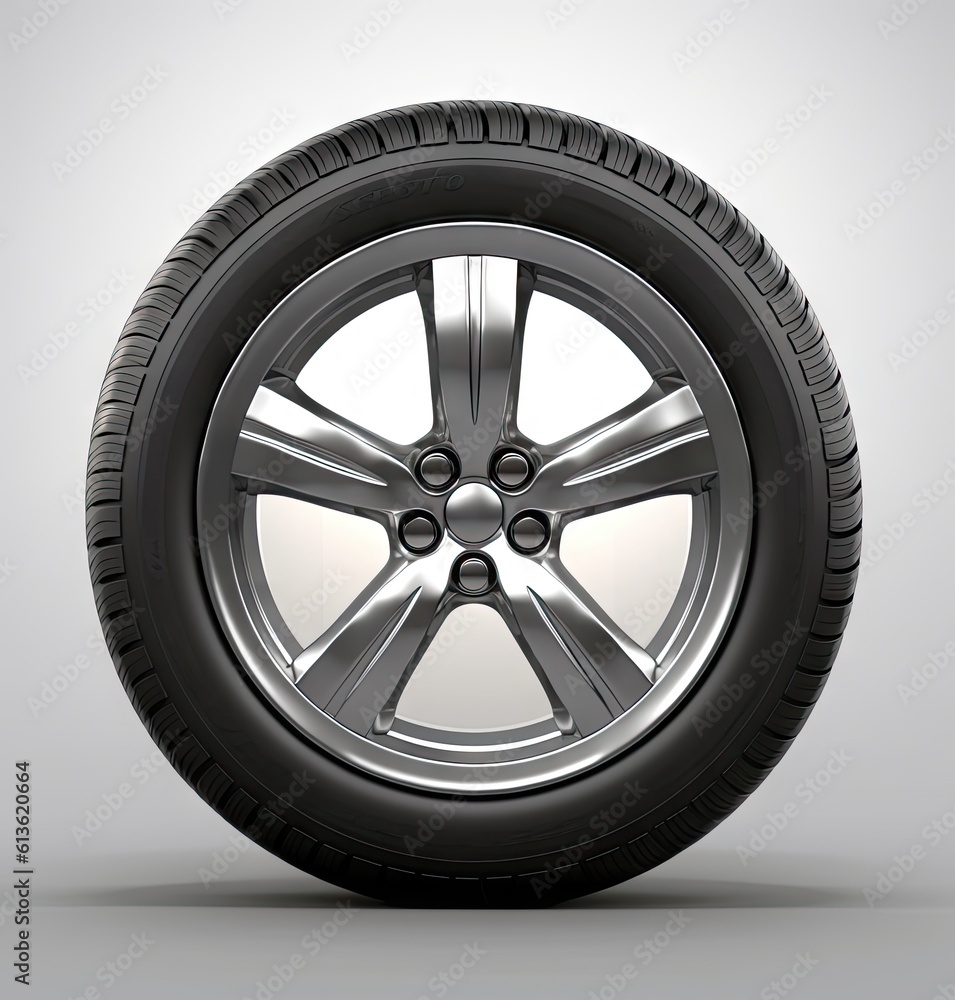 Car wheels isolated on white background created with Generative AI technology.