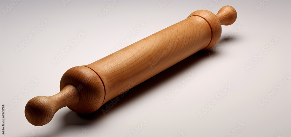 Rolling pin on white background created with Generative AI technology. Rolling pin on white background created with Generative AI technology.