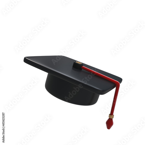 academic graduation cap university convocation hat 3d rendering isolated illustration