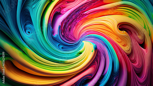 Abstract Colorful Swirl Background, Rainbow Colors, Beautiful Background, Generative AI