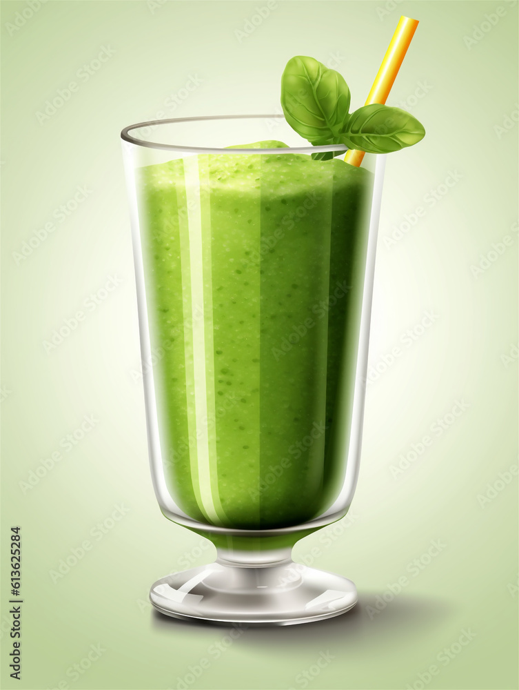 illustration of green smoothie isolated on white background, ai generated illustration of green smoothie isolated on white background, ai generated