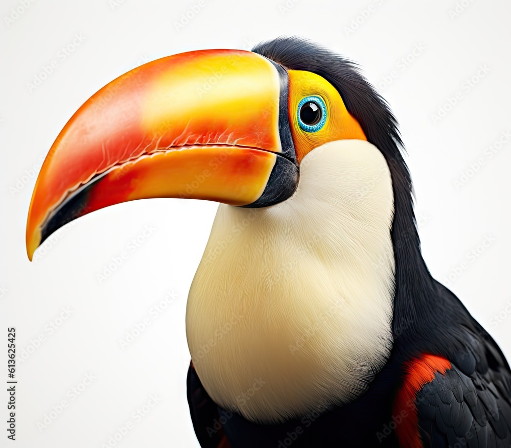 Fototapeta premium Toucan isolated on white created with Generative AI technology.