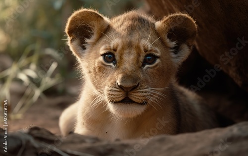 lion cub in its natural habitat