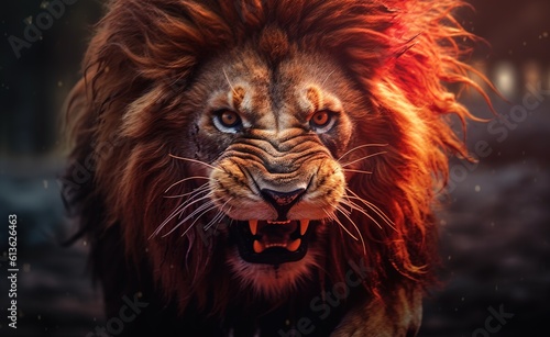 Close-up of a roaring lion