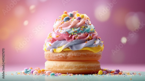 A colorful sprinkle doughnut with a delicious glazed texture