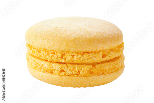 Obraz na płótnie Single yellow macaron pastry isolated png with transparency w salonie