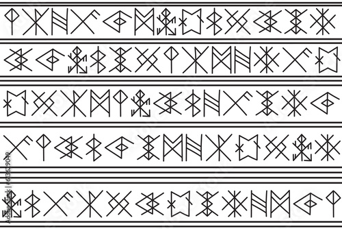 illustration line of the Rune character pattern on white background.