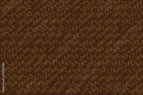 Illustration wallpaper of cuneiform script character on brown color background.